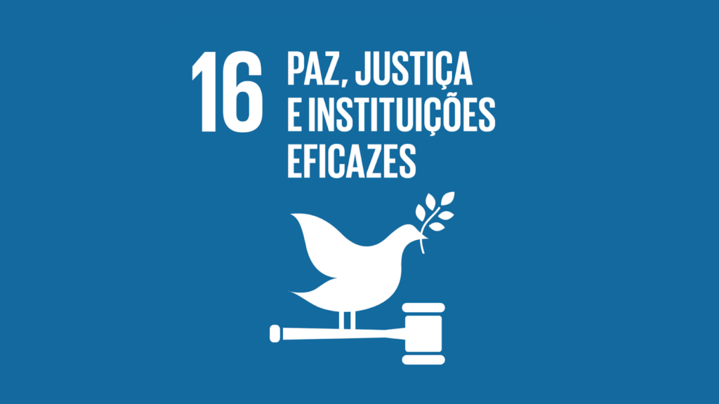 Imagem representando o objetivo 16 da ODS.